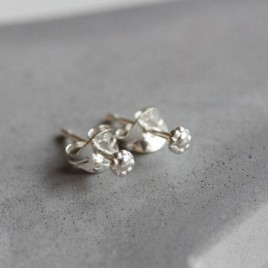 Tiny flower stud earrings - sterling silver, minimal, simple every day earrings
