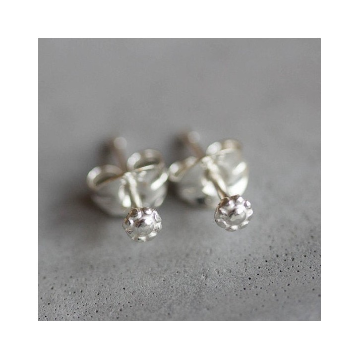 Tiny flower stud earrings - sterling silver, minimal, simple every day earrings