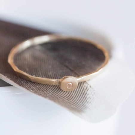 Initial ring, tiny dainty stacking ring, 9K gold stackable ring