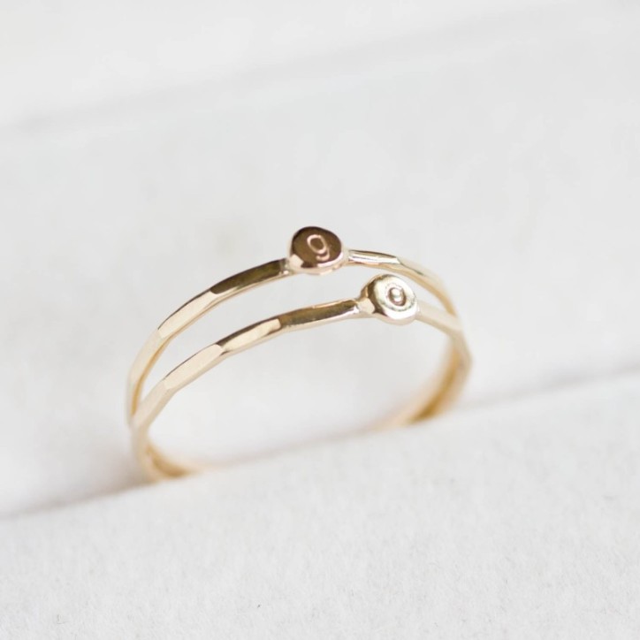 Initial ring, tiny dainty stacking ring, 9K gold stackable ring Initial ring, tiny dainty stacking ring, 9K gold stackable ring