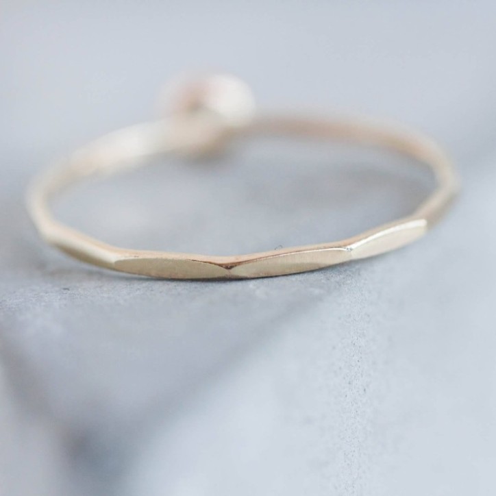 Initial ring, tiny dainty stacking ring, 9K gold stackable ring Initial ring, tiny dainty stacking ring, 9K gold stackable ring