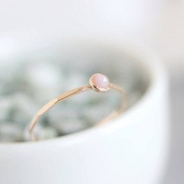 Pink Opal - skinny stackable ring with rose cut Pink Opal gemstone