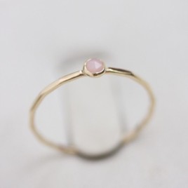Pink Opal - skinny stackable ring with rose cut Pink Opal gemstone