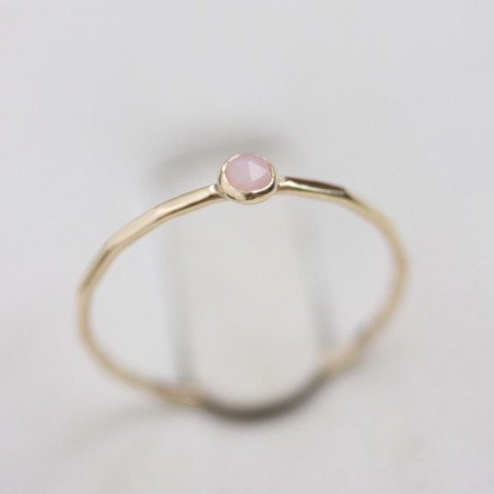 Pink Opal - skinny stackable ring with rose cut Pink Opal gemstone