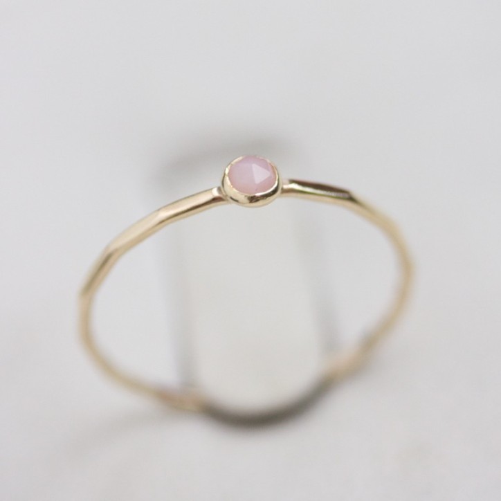 Pink Opal - skinny stackable ring with rose cut Pink Opal gemstone Pink Opal - skinny stackable ring with rose cut Pink Opal gemstone