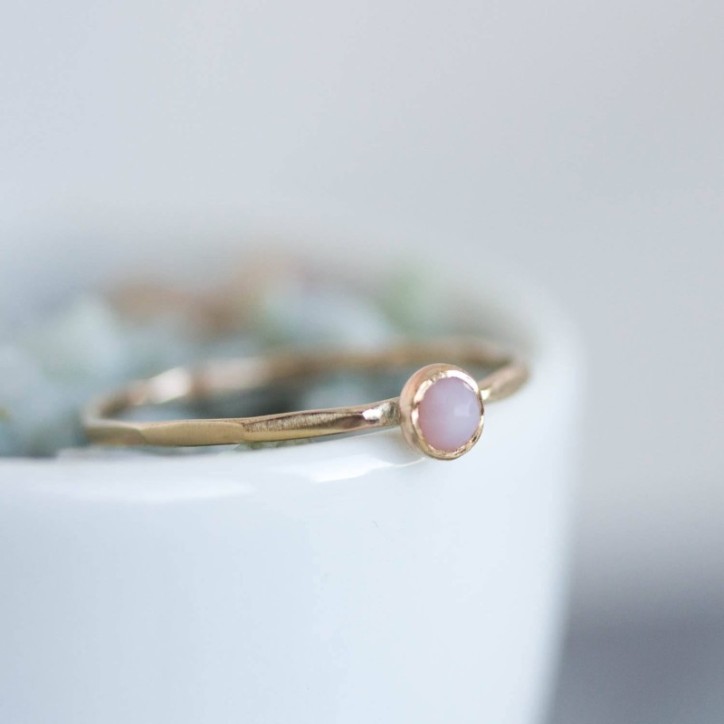 Pink Opal - skinny stackable ring with rose cut Pink Opal gemstone Pink Opal - skinny stackable ring with rose cut Pink Opal gemstone