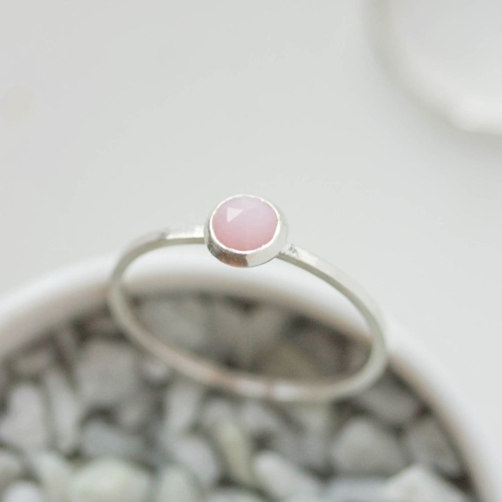 Pink Opal - skinny stackable ring with rose cut Pink Opal gemstone Pink Opal - skinny stackable ring with rose cut Pink Opal gemstone