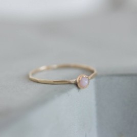 Pink Opal - skinny stackable ring with rose cut Pink Opal gemstone