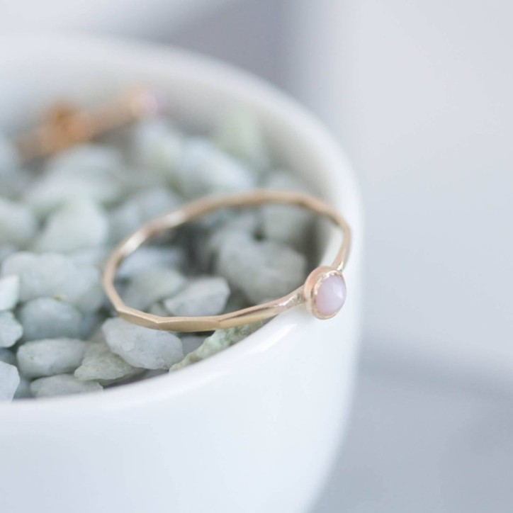 Pink Opal - skinny stackable ring with rose cut Pink Opal gemstone Pink Opal - skinny stackable ring with rose cut Pink Opal gemstone