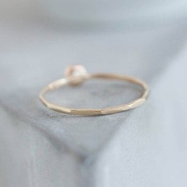 Pink Opal - skinny stackable ring with rose cut Pink Opal gemstone