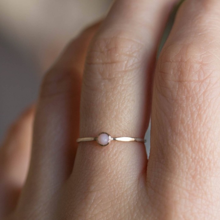 Pink Opal - skinny stackable ring with rose cut Pink Opal gemstone Pink Opal - skinny stackable ring with rose cut Pink Opal gemstone