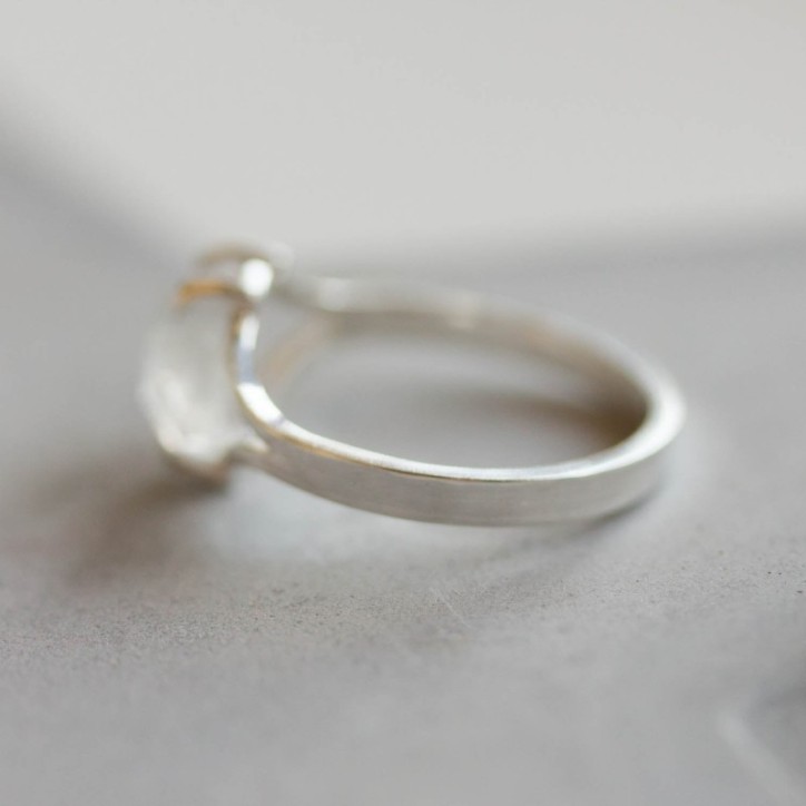 Moonstone ring, solitaire ring with hexagon Rainbow Moonstone gemstone Moonstone ring, solitaire ring with hexagon Rainbow Moonstone gemstone