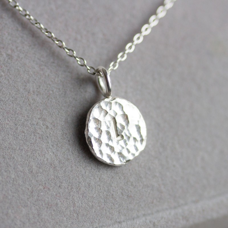 Initial necklace, unique personalized pendant, recycled sterling silver