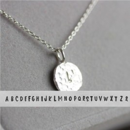 Initial necklace, unique personalized pendant, recycled sterling silver
