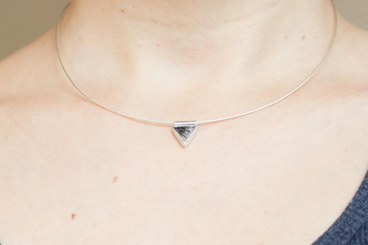 Minimalist necklace with rutilated quartz