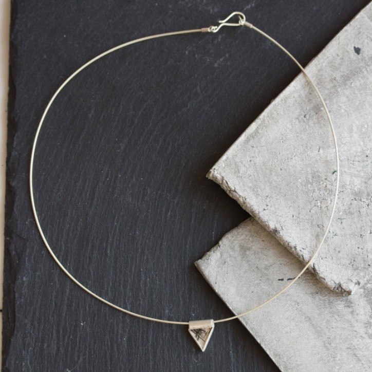 Minimalist necklace with rutilated quartz