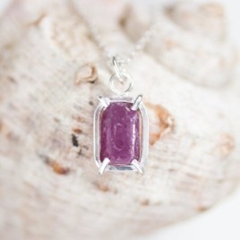 Raw Ruby necklace, sterling silver