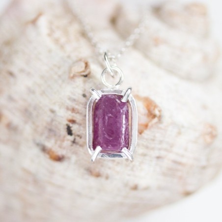 Raw Ruby necklace, sterling silver