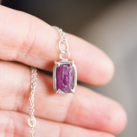 Raw Ruby necklace, sterling silver
