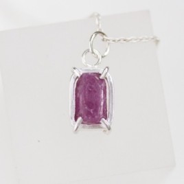 Raw Ruby necklace, sterling silver