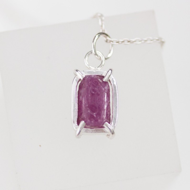 Raw Ruby necklace, sterling silver