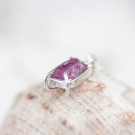 Raw Ruby necklace, sterling silver
