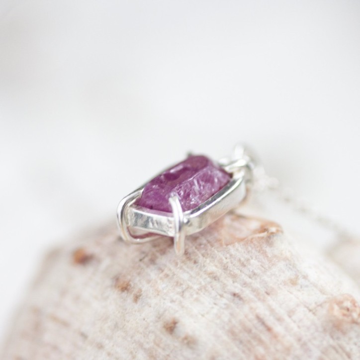 Raw Ruby necklace, sterling silver