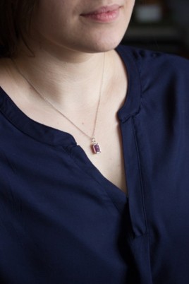 Raw Ruby necklace, sterling silver