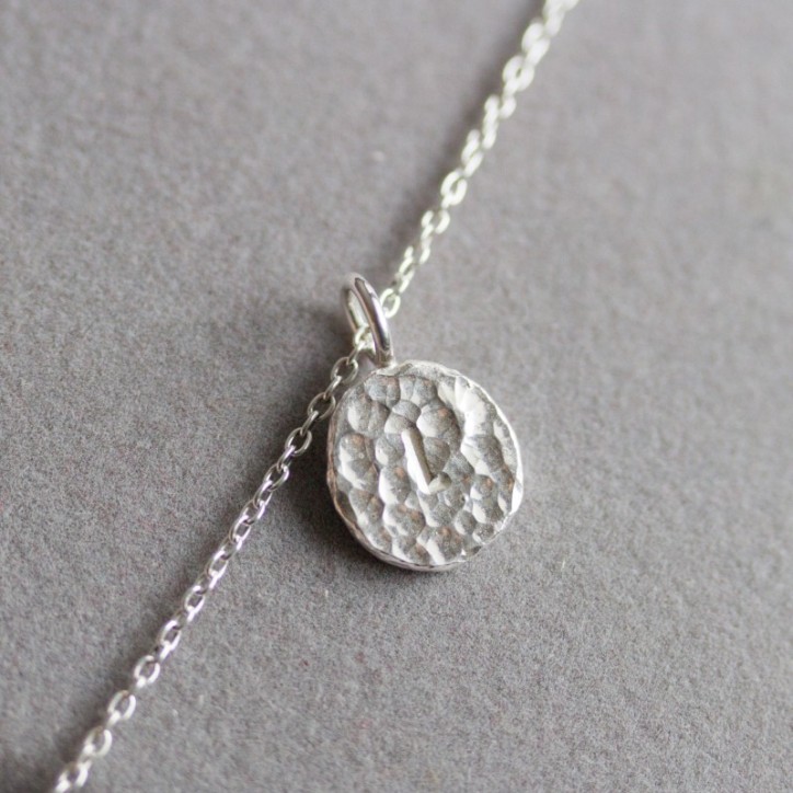 Initial necklace, unique personalized pendant, recycled sterling silver Initial necklace, unique personalized pendant, recycled sterling silver