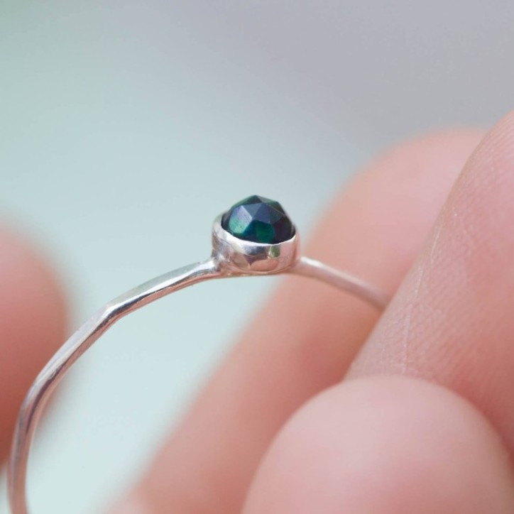 Black Opal ring - skinny stackable for October Black Opal ring - skinny stackable for October