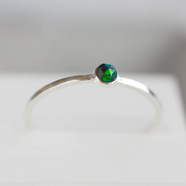 Black Opal ring - skinny stackable for October Black Opal ring - skinny stackable for October
