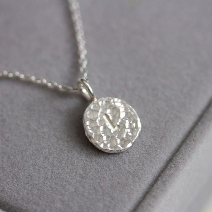 Initial necklace, unique personalized pendant, recycled sterling silver Initial necklace, unique personalized pendant, recycled sterling silver