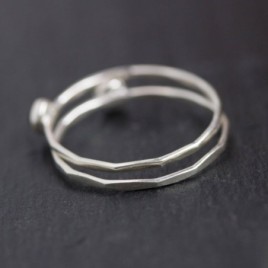 Black Opal ring - skinny stackable for October