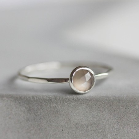 Gray Moonstone ring - skinny stackable for June