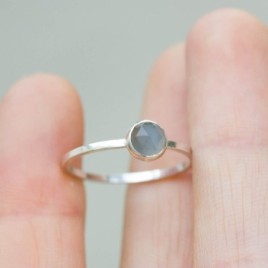 Gray Moonstone ring - skinny stackable for June