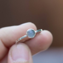 Gray Moonstone ring - skinny stackable for June