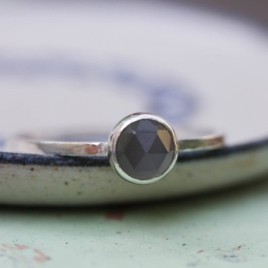 Gray Moonstone ring - skinny stackable for June