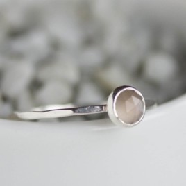 Gray Moonstone ring - skinny stackable for June