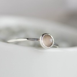 Gray Moonstone ring - skinny stackable for June