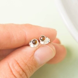 Black opal stud earrings, October birthstone