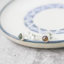 Black opal stud earrings, October birthstone