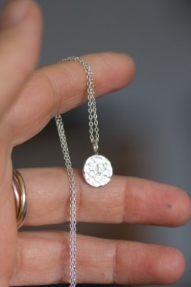 Initial necklace, unique personalized pendant, recycled sterling silver