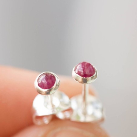 Ruby stud earrings, dainty studs, sterling silver or gold