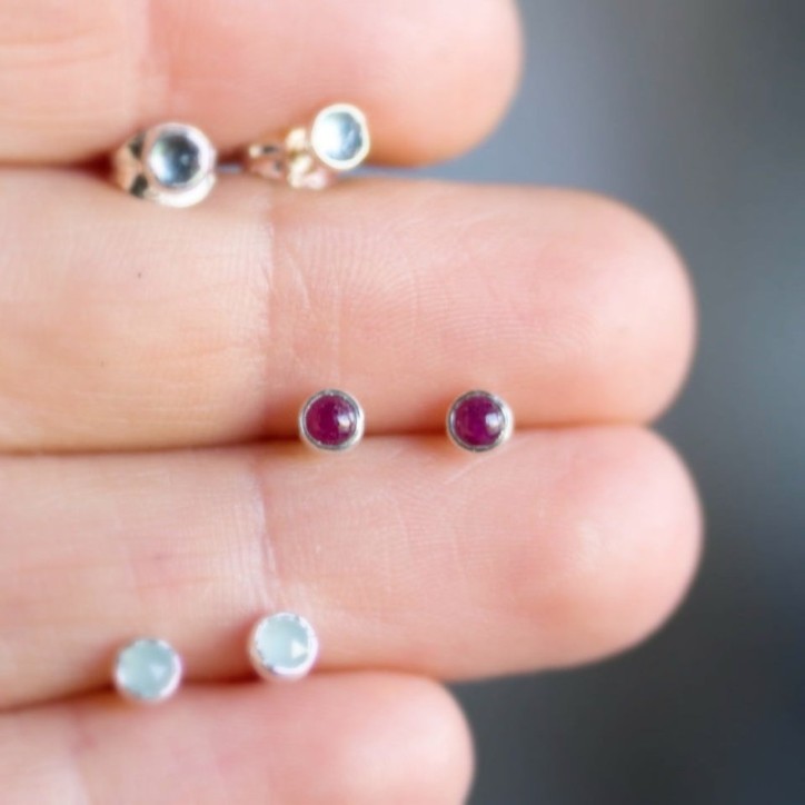 Ruby stud earrings, dainty studs, sterling silver or gold Ruby stud earrings, dainty studs, sterling silver or gold