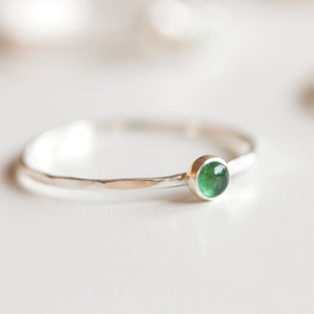 Emerald ring - skinny stackable for May