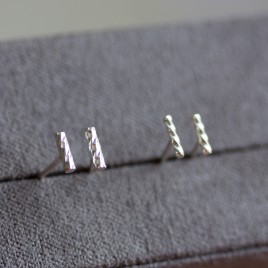 Twisted bar stud earrings - sterling silver