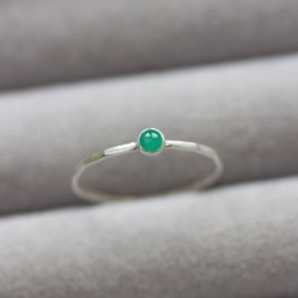 Emerald ring - skinny stackable for May