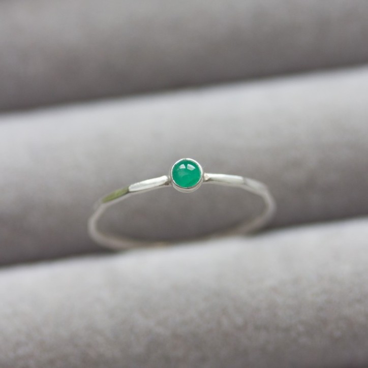 Emerald ring - skinny stackable for May