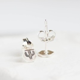 Tiny cactus studs - sterling silver, minimal, simple every day earrings