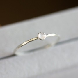 Chalcedony - stackable ring in silver or gold